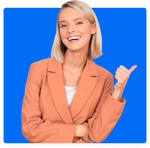 Young Family Office Wealth Manager Smiling With Blue Background