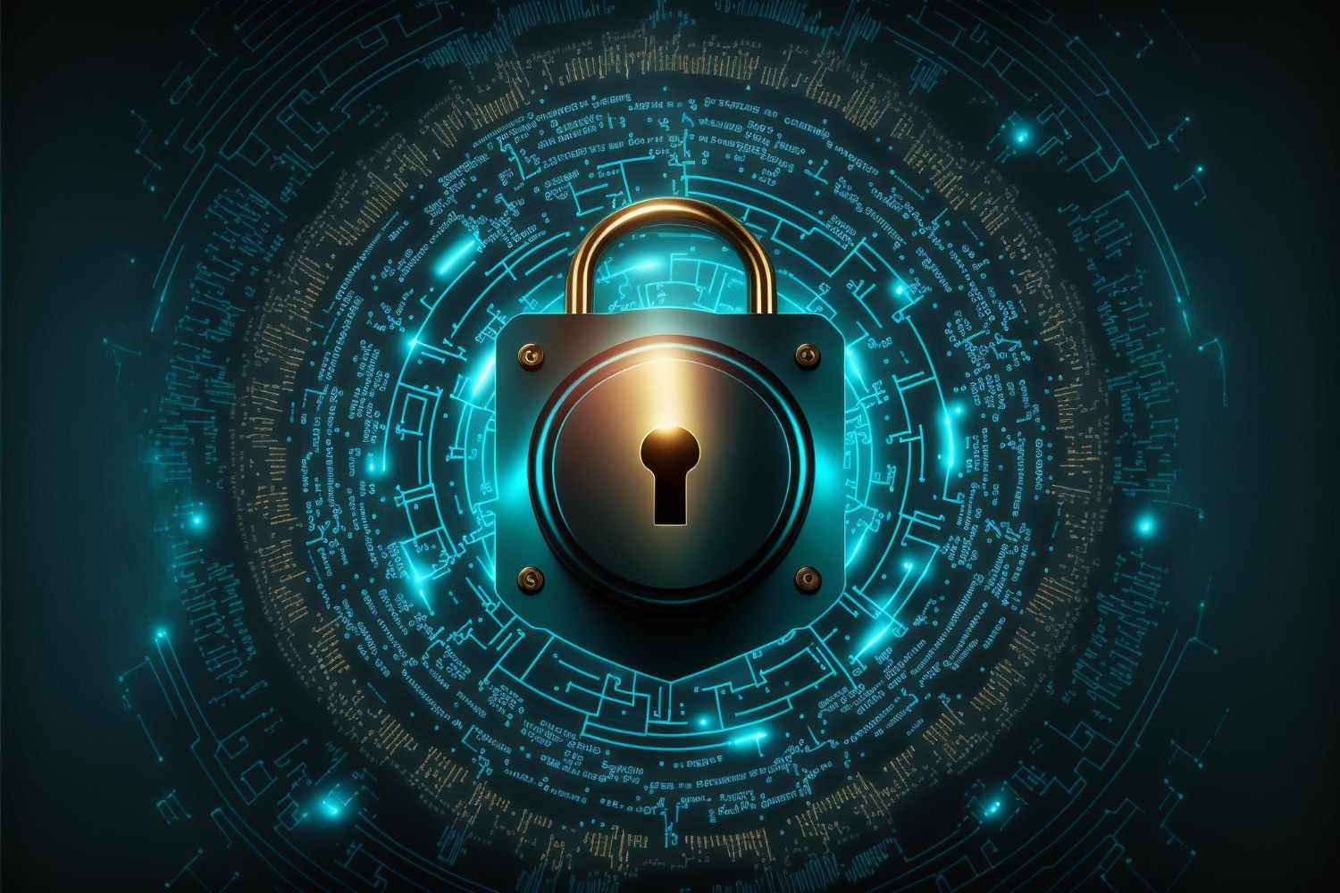 Digital Lock Encryption In A Circular Cybersecurity Pattern